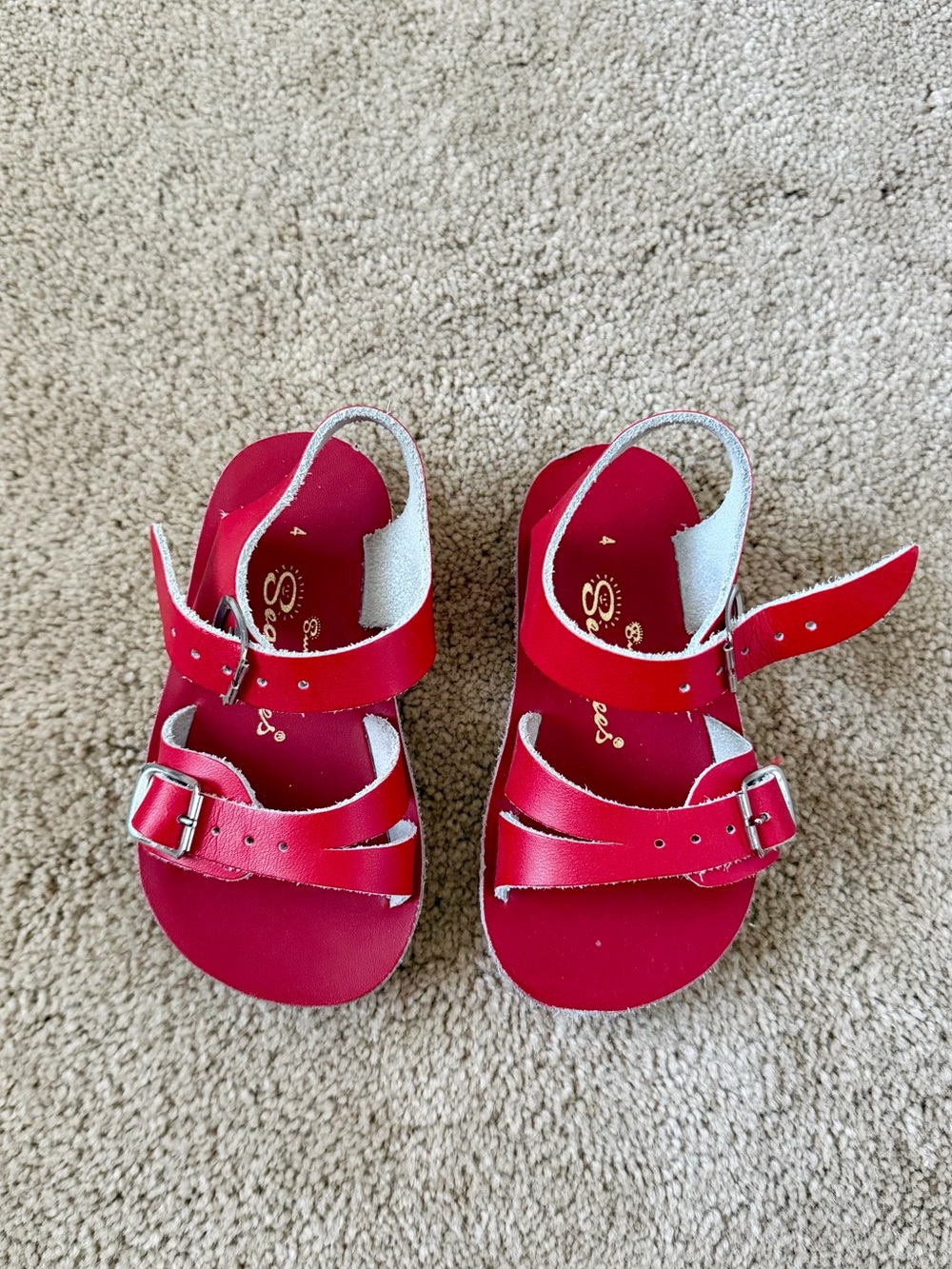 Salt Water Sandals by Hoy Kids Red Leather Buckle Sandals